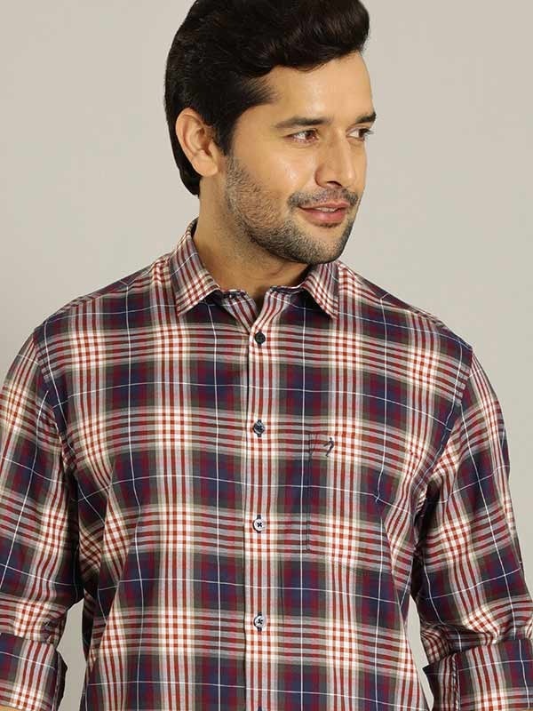 Indian Terrain Men's Slim Fit Full Sleeve Checkered Multicolor Shirt